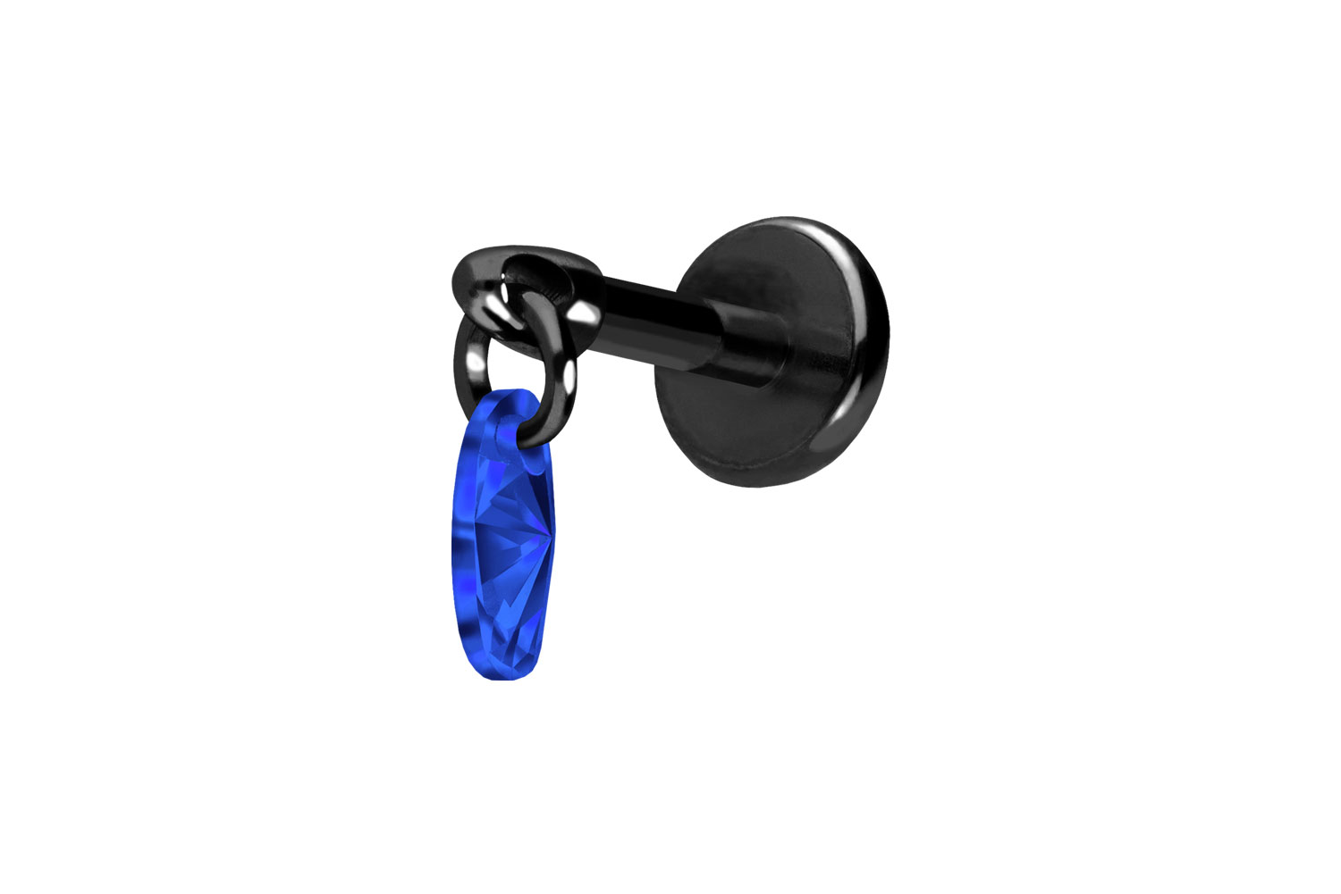 Titan Labret Piercing mit Push Fit KRISTALLOVAL